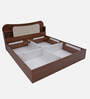 Daffodil King Size Bed in Walnut Finish with Headboard & Box Storage