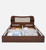 Daffodil King Size Bed in Walnut Finish with Headboard & Box Storage