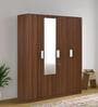 Joyce 4 Door Wardrobe With Mirror in Classic Walnut Finish