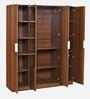 Joyce 4 Door Wardrobe With Mirror in Classic Walnut Finish