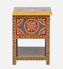 Nimilita Solid Wood Bedside Table In Hand-Painted Multicolour