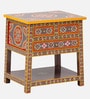 Nimilita Solid Wood Bedside Table In Hand-Painted Multicolour