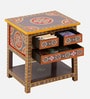 Nimilita Solid Wood Bedside Table In Hand-Painted Multicolour