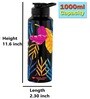Black Lucid 1000ml Classic Flip UV Printed Single Wall Stainless Steel Sipper Cap Water Bottle