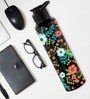 Black Morning Glory 1000ml Classic Flip UV Printed Single Wall Stainless Steel Sipper Cap Water Bottle