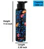 Black Florens 1000ml Classic Flip UV Printed Single Wall Stainless Steel Sipper Cap Water Bottle