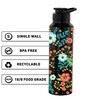 Black Morning Glory 1000ml Classic Flip UV Printed Single Wall Stainless Steel Sipper Cap Water Bottle