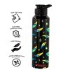 Black 1000ml Classic Flip UV Quill Printed Single Wall Stainless Steel Sipper Cap Water Bottle