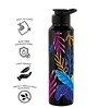 Black Lucid 1000ml Classic Flip UV Printed Single Wall Stainless Steel Sipper Cap Water Bottle