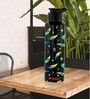 Black 1000ml Classic Flip UV Quill Printed Single Wall Stainless Steel Sipper Cap Water Bottle
