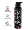Black Floral Rush 1000ml Classic Flip UV Printed Single Wall Stainless Steel Sipper Cap Water Bottle