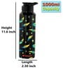 Black 1000ml Classic Flip UV Quill Printed Single Wall Stainless Steel Sipper Cap Water Bottle