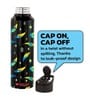 Black 1000ml Classic Flip UV Quill Printed Single Wall Stainless Steel Sipper Cap Water Bottle