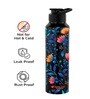 Black Florens 1000ml Classic Flip UV Printed Single Wall Stainless Steel Sipper Cap Water Bottle