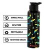 Black 1000ml Classic Flip UV Quill Printed Single Wall Stainless Steel Sipper Cap Water Bottle
