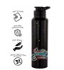 Black 1000ml Classic Flip UV Brother Printed Single Wall Stainless Steel Sipper Cap Water Bottle