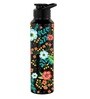 Black Morning Glory 1000ml Classic Flip UV Printed Single Wall Stainless Steel Sipper Cap Water Bottle