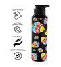 Black 1000ml Classic Flip UV Artsy Fish Printed Single Wall Stainless Steel Sipper Cap Water Bottle