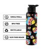 Black 1000ml Classic Flip UV Artsy Fish Printed Single Wall Stainless Steel Sipper Cap Water Bottle