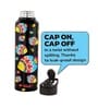 Black 1000ml Classic Flip UV Artsy Fish Printed Single Wall Stainless Steel Sipper Cap Water Bottle