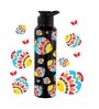 Black 1000ml Classic Flip UV Artsy Fish Printed Single Wall Stainless Steel Sipper Cap Water Bottle