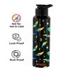 Black 1000ml Classic Flip UV Quill Printed Single Wall Stainless Steel Sipper Cap Water Bottle