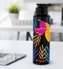 Black Lucid 1000ml Classic Flip UV Printed Single Wall Stainless Steel Sipper Cap Water Bottle