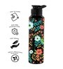 Black Morning Glory 1000ml Classic Flip UV Printed Single Wall Stainless Steel Sipper Cap Water Bottle