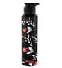 Black Floral Rush 1000ml Classic Flip UV Printed Single Wall Stainless Steel Sipper Cap Water Bottle
