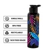 Black Lucid 1000ml Classic Flip UV Printed Single Wall Stainless Steel Sipper Cap Water Bottle