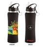 Black 750ml Flip Bot Stainless Steel Rubber Finish Water Bottle with Straw Lid
