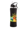 Black 750ml Flip Bot Stainless Steel Rubber Finish Water Bottle with Straw Lid