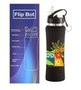Black 750ml Flip Bot Stainless Steel Rubber Finish Water Bottle with Straw Lid
