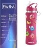 Pink 750ml Flip Bot Stainless Steel Rubber Finish Water Bottle with Straw Lid