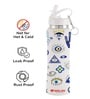 White 750ml Flip Bot Stainless Steel Rubber Finish Water Bottle with Straw Lid