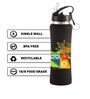 Black 750ml Flip Bot Stainless Steel Rubber Finish Water Bottle with Straw Lid