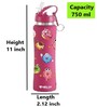 Pink 750ml Flip Bot Stainless Steel Rubber Finish Water Bottle with Straw Lid