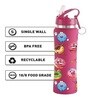 Pink 750ml Flip Bot Stainless Steel Rubber Finish Water Bottle with Straw Lid