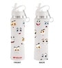 White 750ml Flip Bot Stainless Steel Rubber Finish Water Bottle with Straw Lid