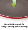 Nirlon Red & Black Aluminium Non-Stick Flat Dosa Tawa