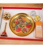 Divinity Gift Box- 1 Brass Minakari Plate, 1 Brass Minakari Bell And1 Crystal Brass Diya