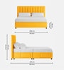 Nivi Fabric Upholstered King Size Bed in Bold Yellow Colour with Drawer Storage