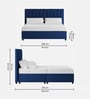 Nivi Fabric Upholstered King Size Bed in Royal Blue Colour with Drawer Storage