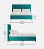 Nivi Fabric Upholstered King Size Bed in Sea Green Colour with Drawer Storage