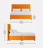 Nivi Fabric Upholstered King Size Bed in Vivid Orange Colour with Drawer Storage