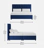 Nivi Fabric Upholstered Queen Size Bed in Royal Blue Colour with Drawer Storage
