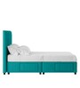 Nivi Fabric Upholstered King Size Bed in Sea Green Colour with Drawer Storage