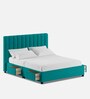 Nivi Fabric Upholstered King Size Bed in Sea Green Colour with Drawer Storage