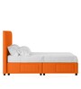 Nivi Fabric Upholstered King Size Bed in Vivid Orange Colour with Drawer Storage