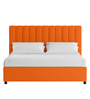 Nivi Fabric Upholstered King Size Bed in Vivid Orange Colour with Drawer Storage